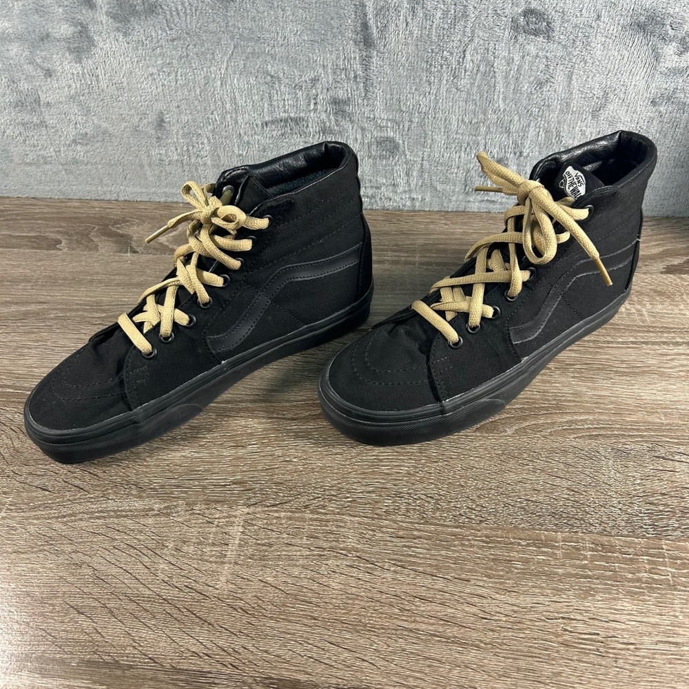 Vans SK8 Hi High Top Sneakers‎ Black Canvas Gum Sole Men 8 Women 9.5 Casual - Picture 2 of 8